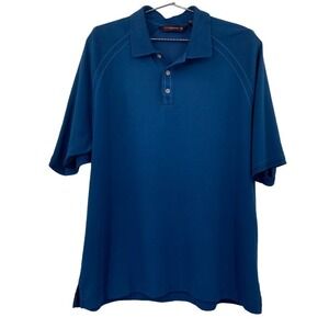Tommy Bahama Golf 18 Mens XL Blue Short Sleeve Polo Shirt Raglan Contrast Stitch